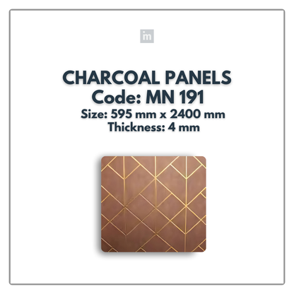 MN-191 / 2400MM x 595MM x 4MM / CHARCOAL PANELS / CARBON SERIES / REDEFINED LUXURY / MYSTIC PANELS AND PLANKS