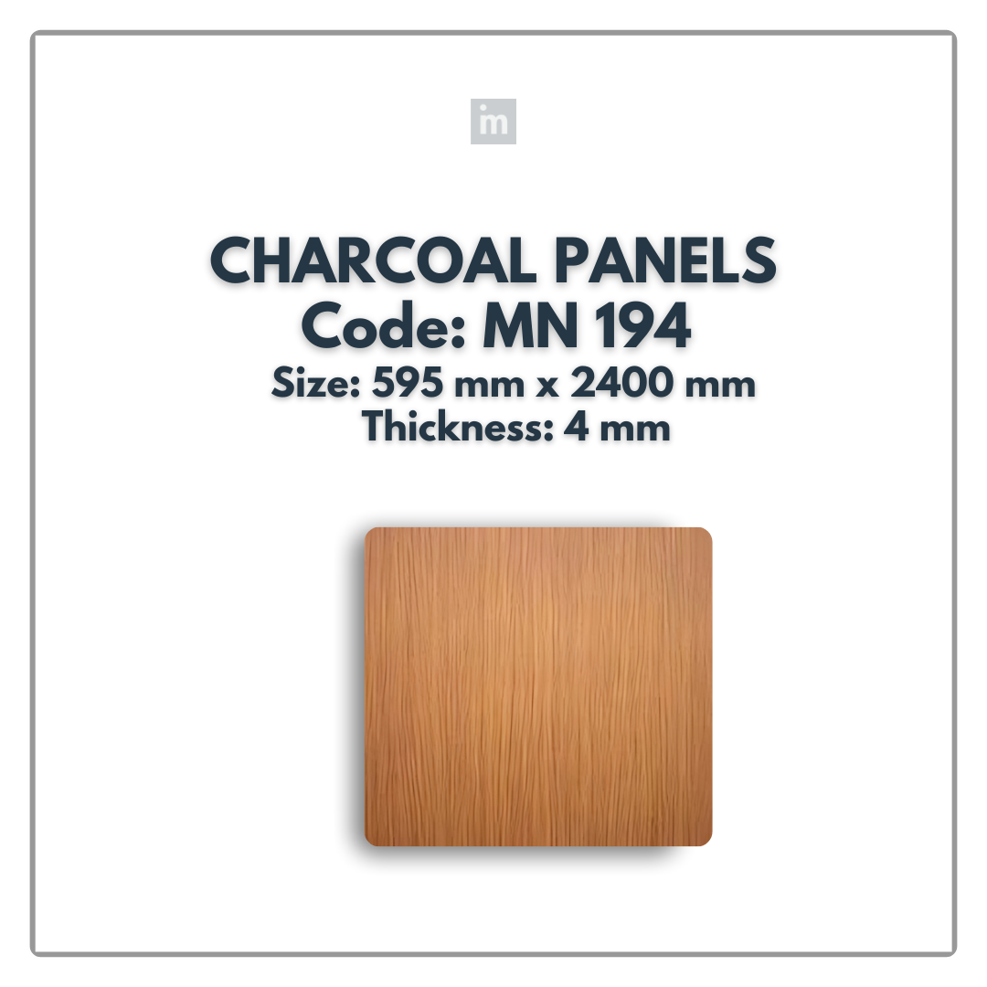 MN-194 / 2400MM x 595MM x 4MM / CHARCOAL PANELS / CARBON SERIES / REDEFINED LUXURY / MYSTIC PANELS AND PLANKS