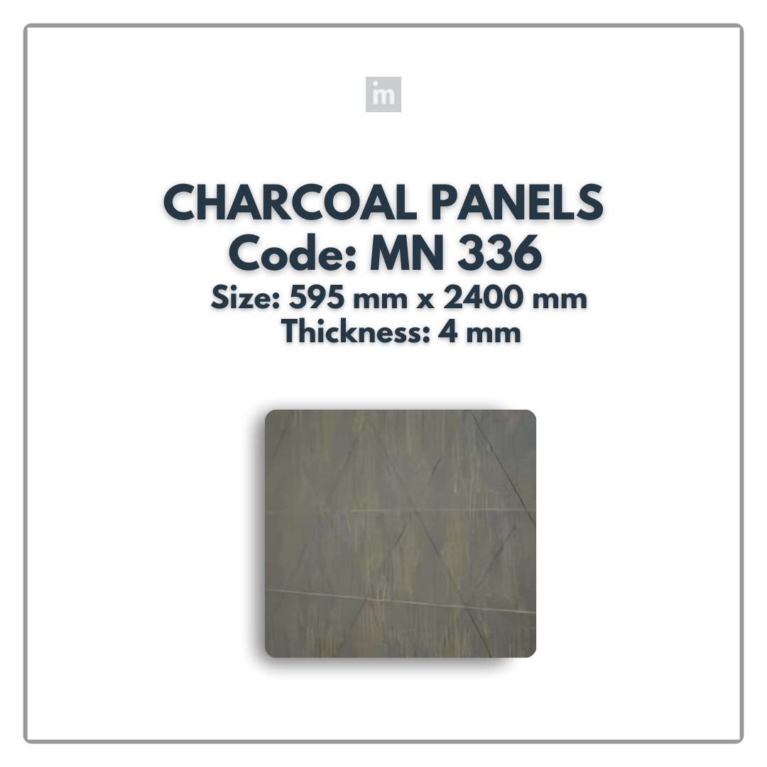 MN-336 / 2400MM x 595MM x 4MM / CHARCOAL PANELS / CARBON SERIES / REDEFINED LUXURY / MYSTIC PANELS AND PLANKS