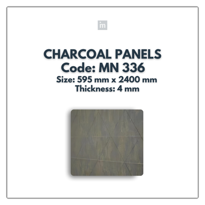 MN-336 / 2400MM x 595MM x 4MM / CHARCOAL PANELS / CARBON SERIES / REDEFINED LUXURY / MYSTIC PANELS AND PLANKS