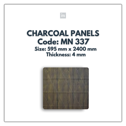 MN-337 / 2400MM x 595MM x 4MM / CHARCOAL PANELS / CARBON SERIES / REDEFINED LUXURY / MYSTIC PANELS AND PLANKS