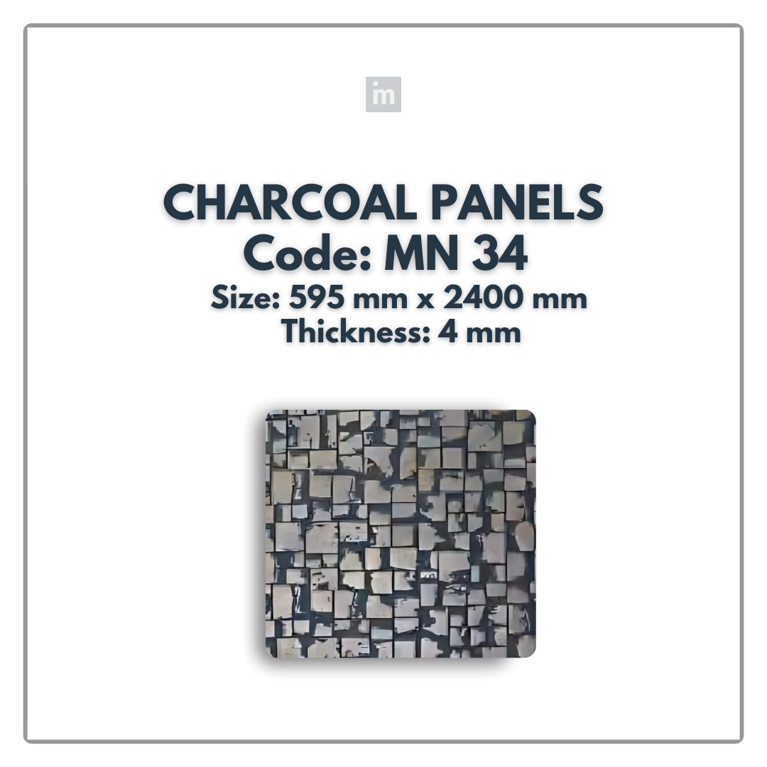 MN-34 / 2400MM x 595MM x 4MM / CHARCOAL PANELS / CARBON SERIES / REDEFINED LUXURY / MYSTIC PANELS AND PLANKS