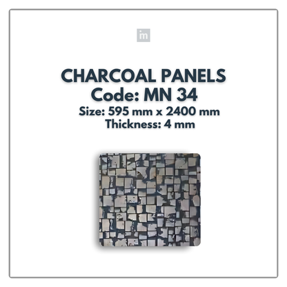 MN-34 / 2400MM x 595MM x 4MM / CHARCOAL PANELS / CARBON SERIES / REDEFINED LUXURY / MYSTIC PANELS AND PLANKS