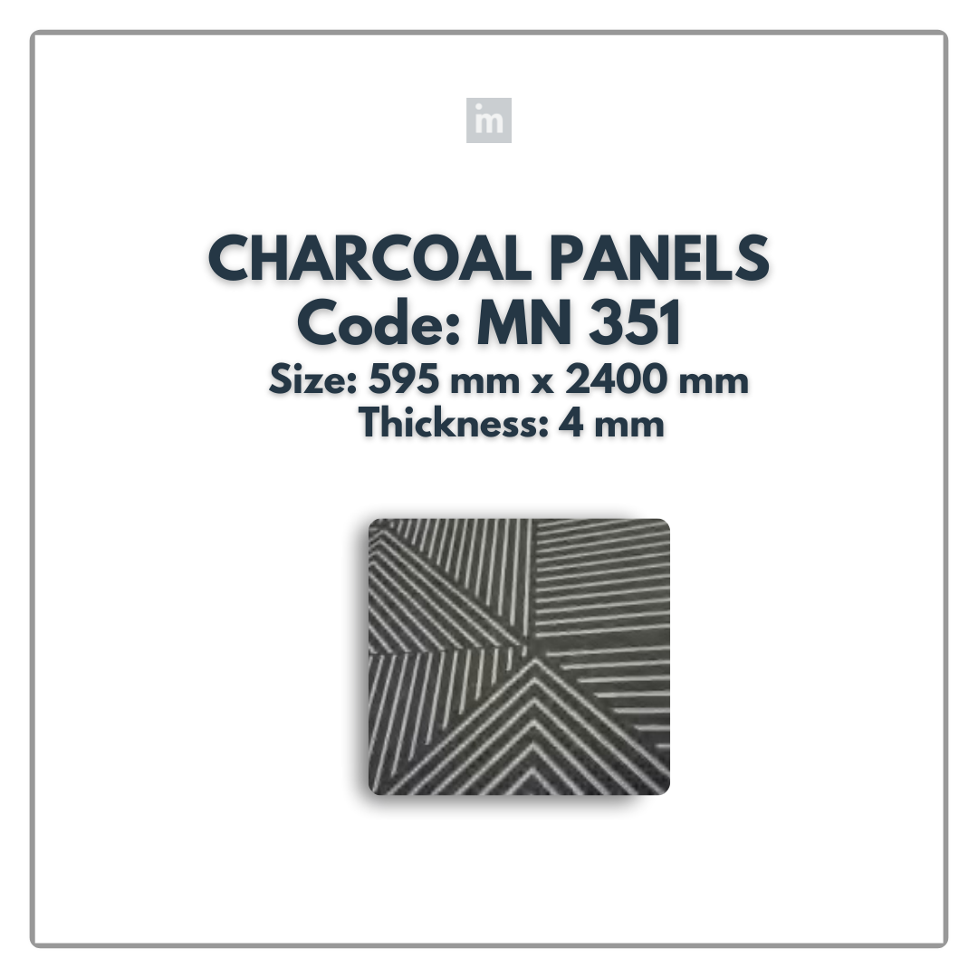 MN-351 / 2400MM x 595MM x 4MM / CHARCOAL PANELS / CARBON SERIES / REDEFINED LUXURY / MYSTIC PANELS AND PLANKS