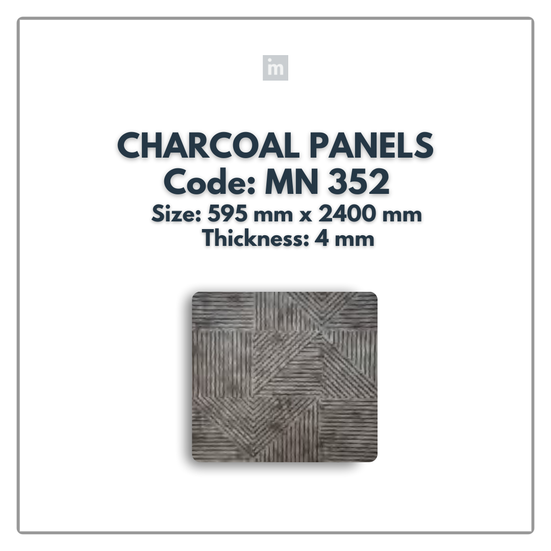 MN-352 / 2400MM x 595MM x 4MM / CHARCOAL PANELS / CARBON SERIES / REDEFINED LUXURY / MYSTIC PANELS AND PLANKS