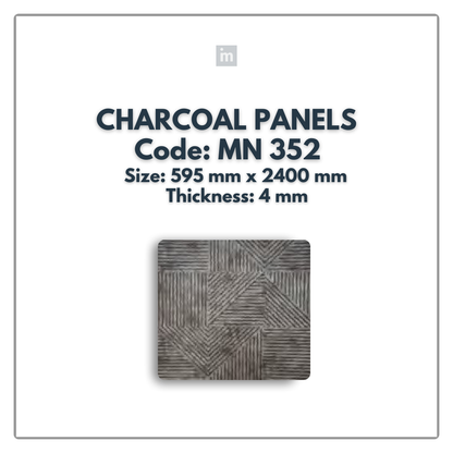 MN-352 / 2400MM x 595MM x 4MM / CHARCOAL PANELS / CARBON SERIES / REDEFINED LUXURY / MYSTIC PANELS AND PLANKS