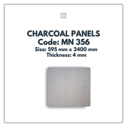 MN-356 / 2400MM x 595MM x 4MM / CHARCOAL PANELS / CARBON SERIES / REDEFINED LUXURY / MYSTIC PANELS AND PLANKS