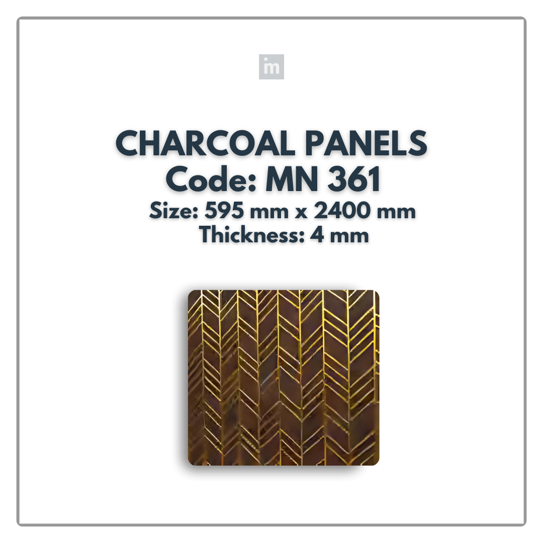 MN-361 / 2400MM x 595MM x 4MM / CHARCOAL PANELS / CARBON SERIES / REDEFINED LUXURY / MYSTIC PANELS AND PLANKS