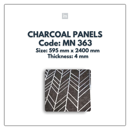 MN-363 / 2400MM x 595MM x 4MM / CHARCOAL PANELS / CARBON SERIES / REDEFINED LUXURY / MYSTIC PANELS AND PLANKS