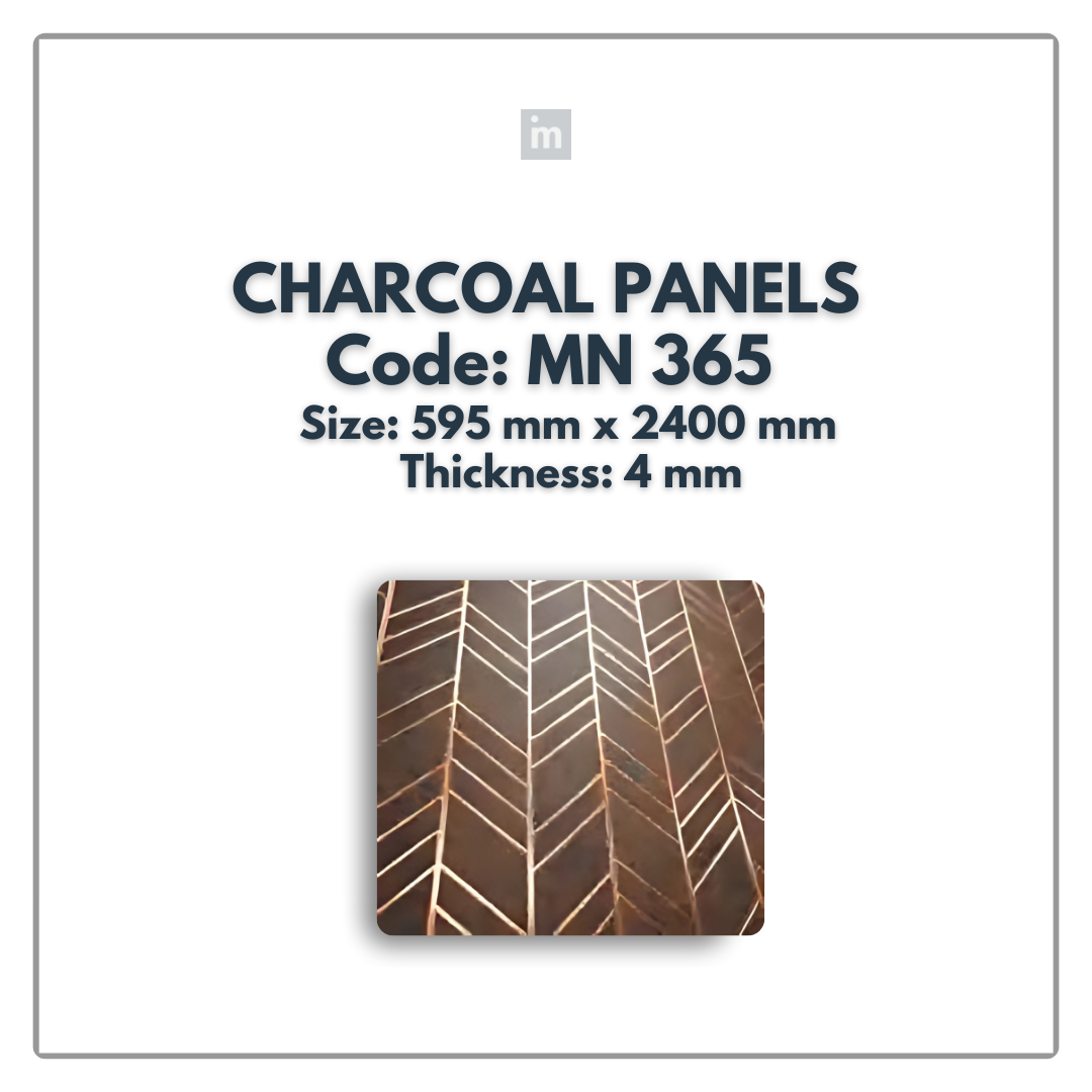 MN-365 / 2400MM x 595MM x 4MM / CHARCOAL PANELS / CARBON SERIES / REDEFINED LUXURY / MYSTIC PANELS AND PLANKS