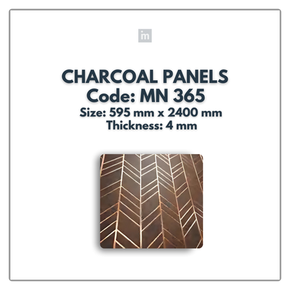 MN-365 / 2400MM x 595MM x 4MM / CHARCOAL PANELS / CARBON SERIES / REDEFINED LUXURY / MYSTIC PANELS AND PLANKS