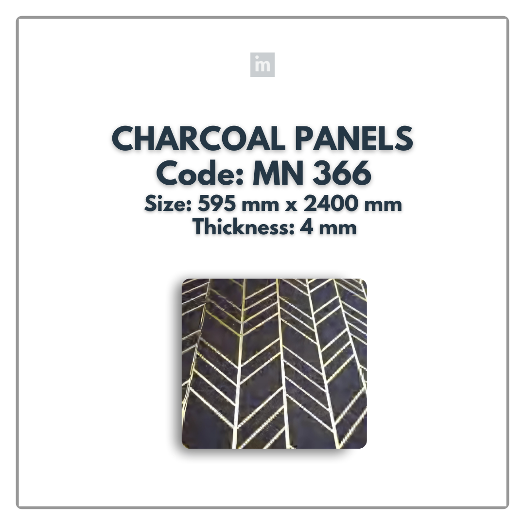 MN-366 / 2400MM x 595MM x 4MM / CHARCOAL PANELS / CARBON SERIES / REDEFINED LUXURY / MYSTIC PANELS AND PLANKS
