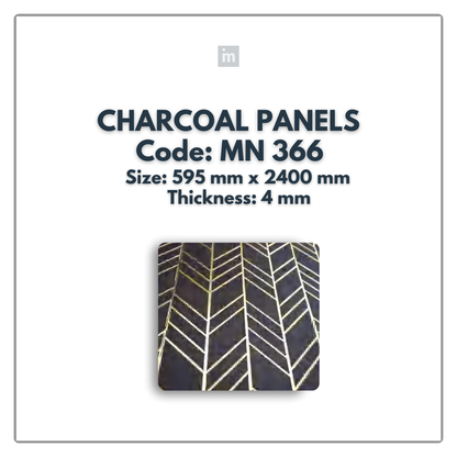 MN-366 / 2400MM x 595MM x 4MM / CHARCOAL PANELS / CARBON SERIES / REDEFINED LUXURY / MYSTIC PANELS AND PLANKS