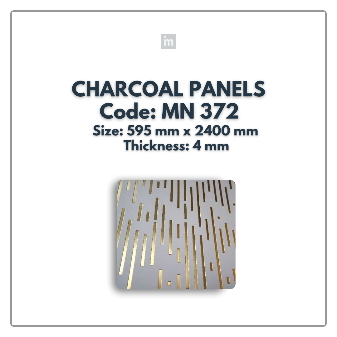 MN-372 / 2400MM x 595MM x 4MM / CHARCOAL PANELS / CARBON SERIES / REDEFINED LUXURY / MYSTIC PANELS AND PLANKS