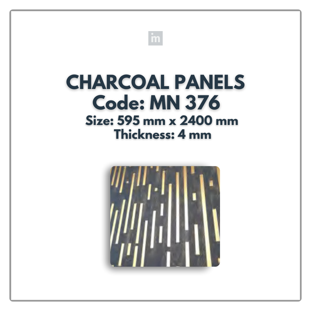 MN-376 / 2400MM x 595MM x 4MM / CHARCOAL PANELS / CARBON SERIES / REDEFINED LUXURY / MYSTIC PANELS AND PLANKS