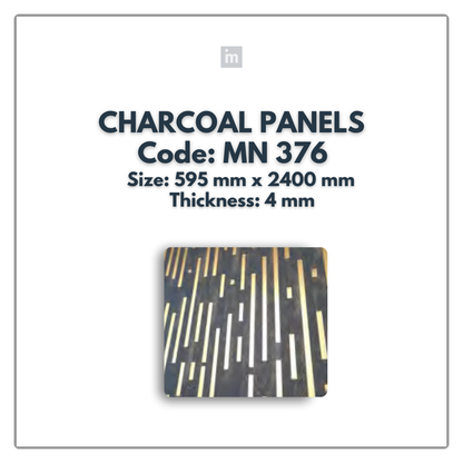 MN-376 / 2400MM x 595MM x 4MM / CHARCOAL PANELS / CARBON SERIES / REDEFINED LUXURY / MYSTIC PANELS AND PLANKS