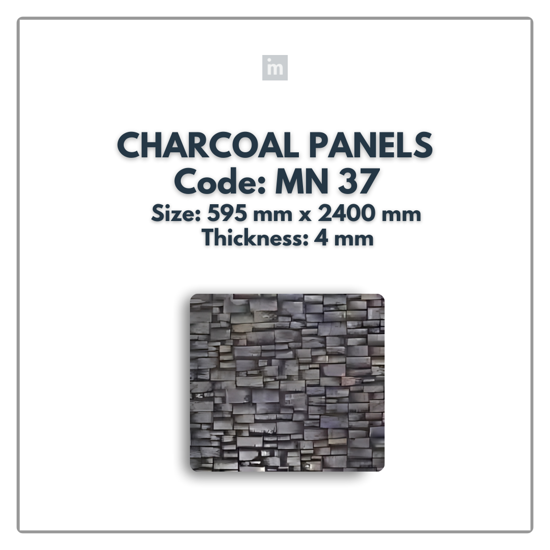 MN-37 / 2400MM x 595MM x 4MM / CHARCOAL PANELS / CARBON SERIES / REDEFINED LUXURY / MYSTIC PANELS AND PLANKS