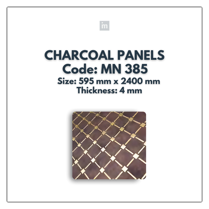 MN-385 / 2400MM x 595MM x 4MM / CHARCOAL PANELS / CARBON SERIES / REDEFINED LUXURY / MYSTIC PANELS AND PLANKS