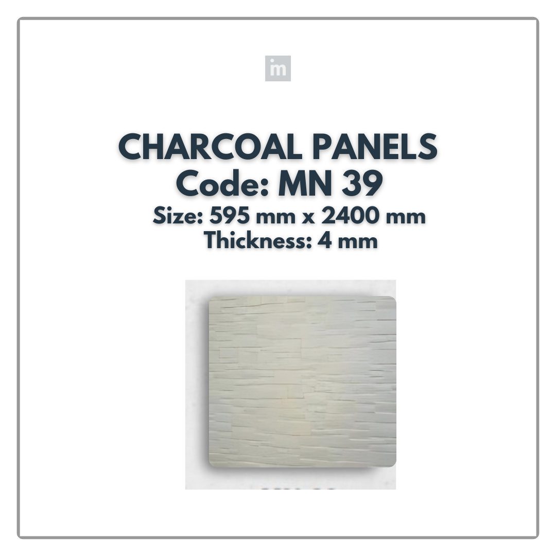 MN-39 / 2400MM x 595MM x 4MM / CHARCOAL PANELS / CARBON SERIES / REDEFINED LUXURY / MYSTIC PANELS AND PLANKS