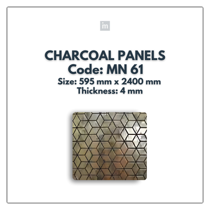MN-61 / 2400MM x 595MM x 4MM / CHARCOAL PANELS / CARBON SERIES / REDEFINED LUXURY / MYSTIC PANELS AND PLANKS