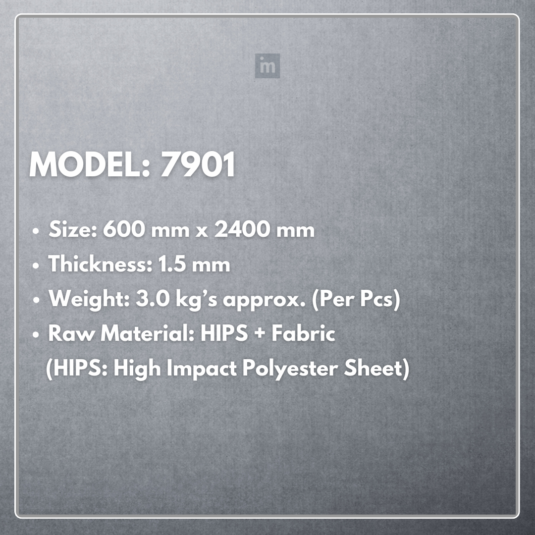 MODEL - 7901 - 600MM X 2400MM X 1.5MM - FABRIC PANEL - NEOFAB