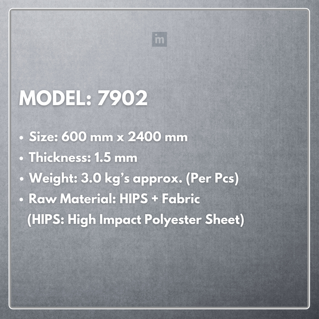 MODEL - 7902 - 600MM X 2400MM X 1.5MM - FABRIC PANEL - NEOFAB