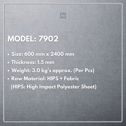 MODEL - 7902 - 600MM X 2400MM X 1.5MM - FABRIC PANEL - NEOFAB