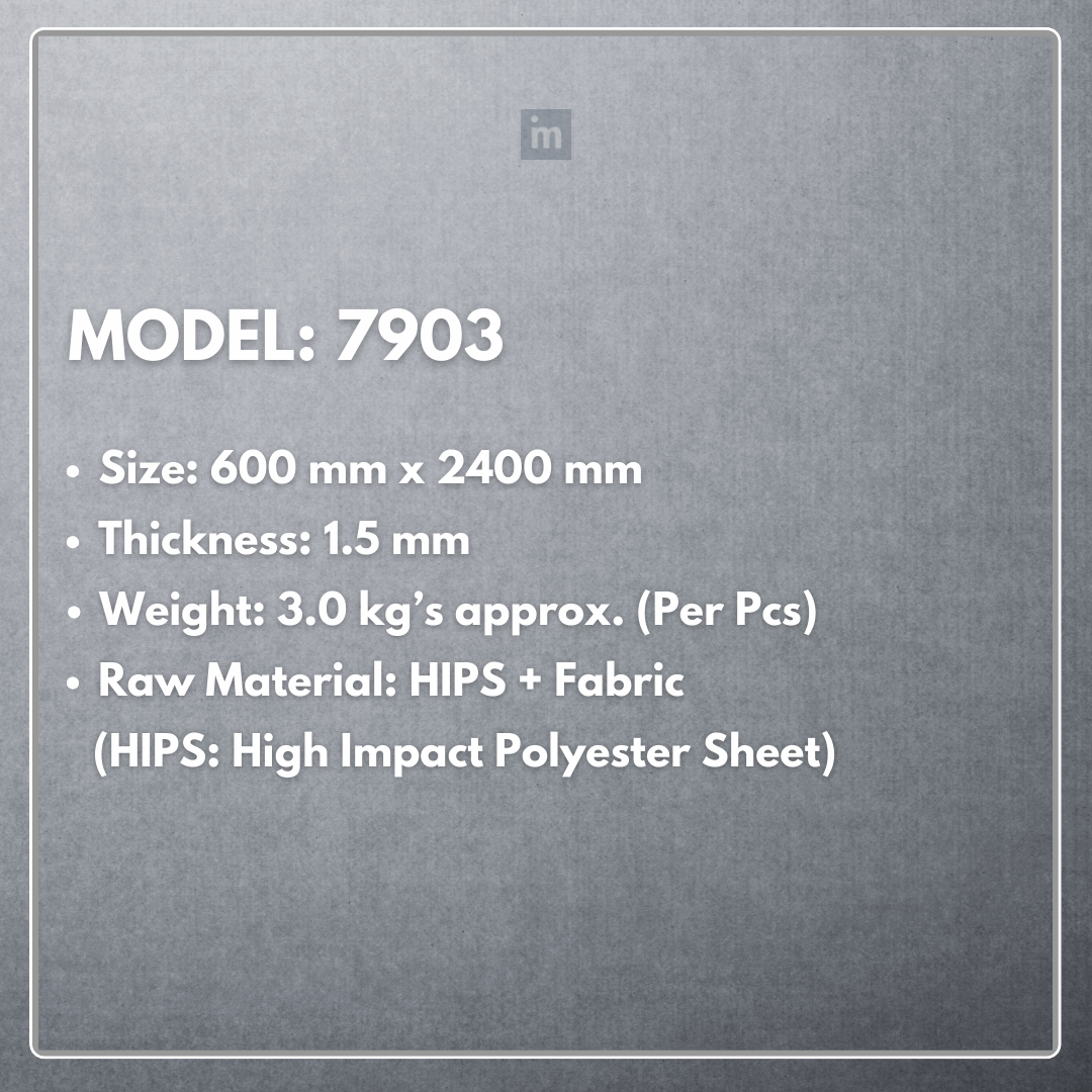 MODEL - 7903 - 600MM X 2400MM X 1.5MM - FABRIC PANEL - NEOFAB