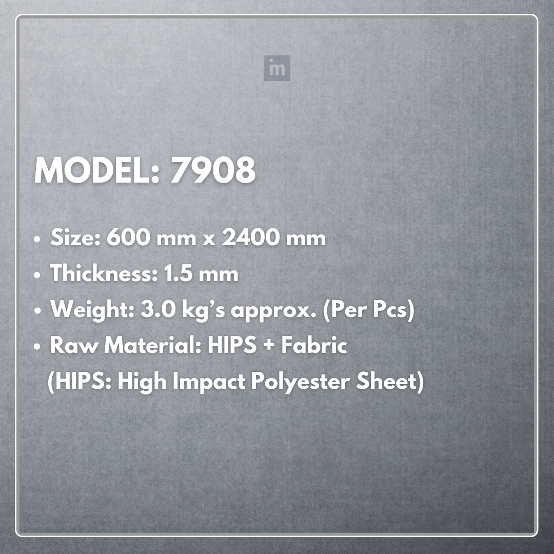 MODEL - 7908 - 600MM X 2400MM X 1.5MM - FABRIC PANEL - NEOFAB