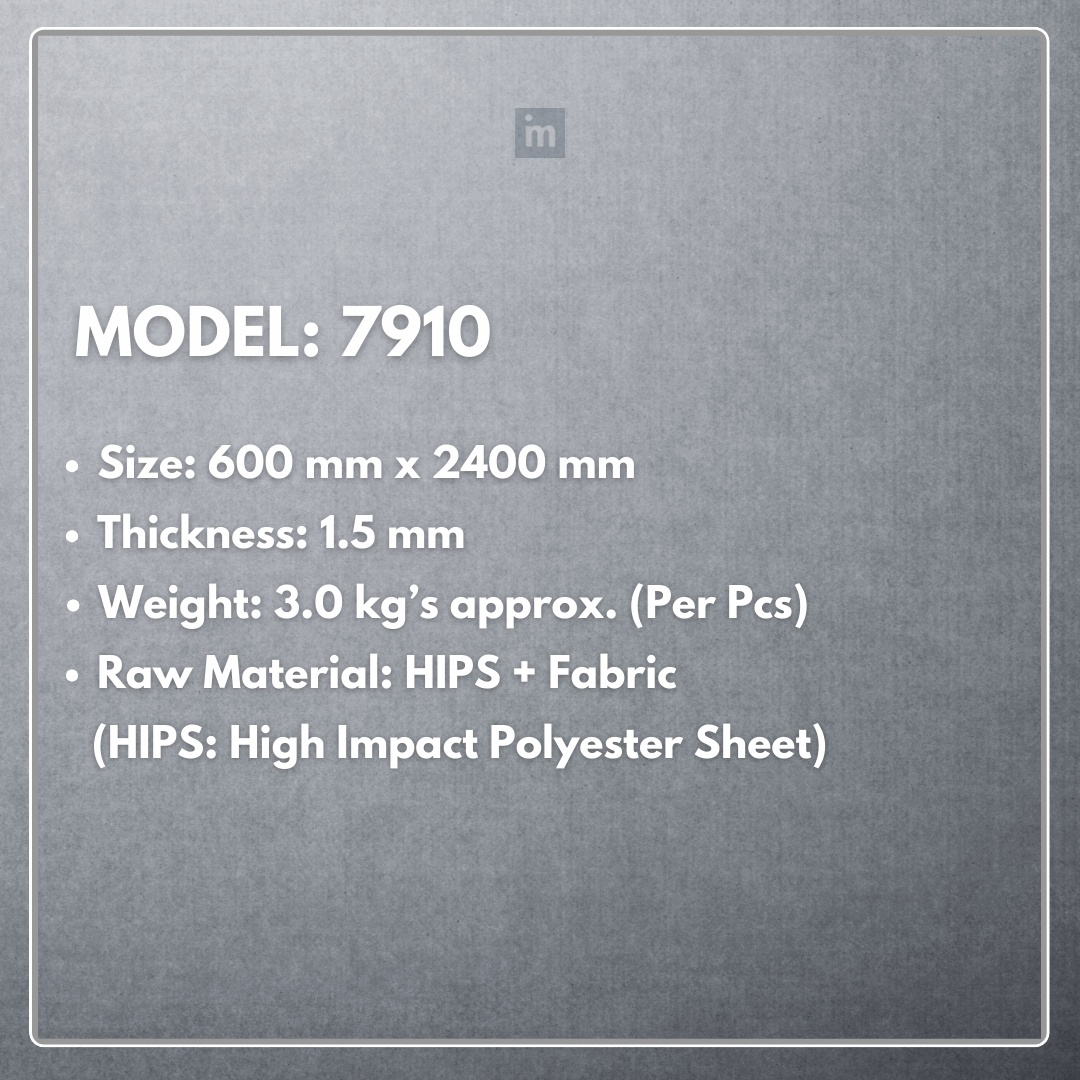 MODEL - 7910 - 600MM X 2400MM X 1.5MM - FABRIC PANEL - NEOFAB