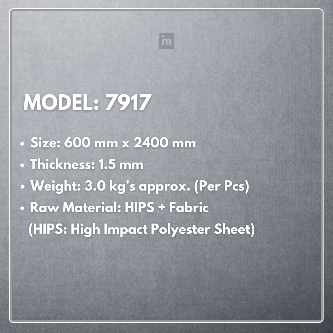 MODEL - 7917 - 600MM X 2400MM X 1.5MM - FABRIC PANEL - NEOFAB