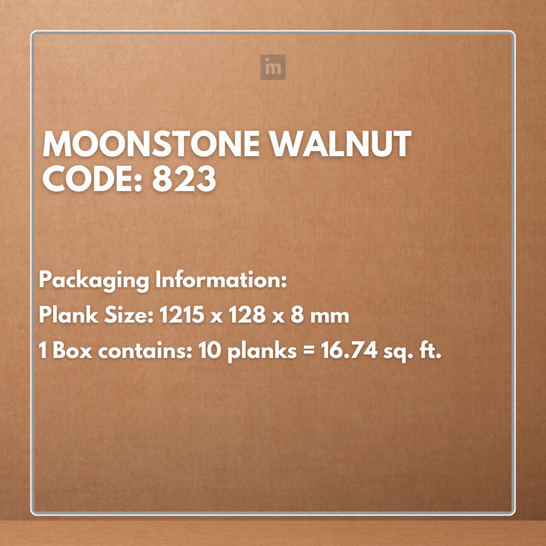823 - MOONSTONE WALNUT - AC5 1215MM X 128MM X 8MM - ELEVATE LUXURIOUS WALNUT SHADES  - LAMINATE WOODEN  FLOORING