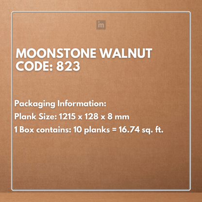 823 - MOONSTONE WALNUT - AC5 1215MM X 128MM X 8MM - ELEVATE LUXURIOUS WALNUT SHADES  - LAMINATE WOODEN  FLOORING