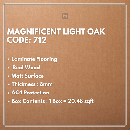 712 - MAGNIFICENT LIGHT OAK - AC4 8MM - REAL WOOD - MATT SURFACE - LAMINATE FLOORING