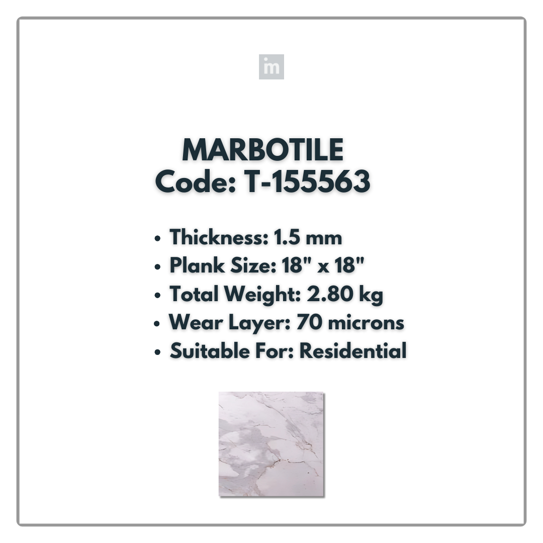 T - 155563 - MARBOTILE - 18" X 18" X 1.5MM - PVC FLOORING - VINYL  PLANKS &  TILES -  SOLUTIA - FLOORING