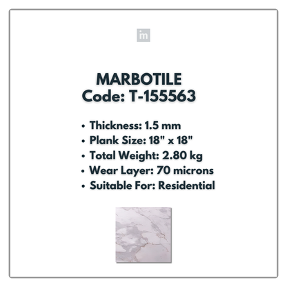 T - 155563 - MARBOTILE - 18" X 18" X 1.5MM - PVC FLOORING - VINYL  PLANKS &  TILES -  SOLUTIA - FLOORING