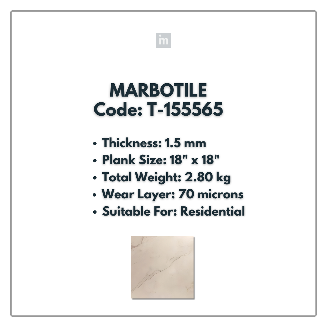 T - 155565 - MARBOTILE - 18" X 18" X 1.5MM - PVC FLOORING - VINYL  PLANKS &  TILES -  SOLUTIA - FLOORING