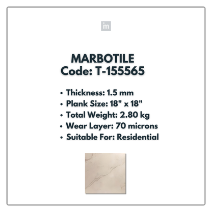 T - 155565 - MARBOTILE - 18" X 18" X 1.5MM - PVC FLOORING - VINYL  PLANKS &  TILES -  SOLUTIA - FLOORING