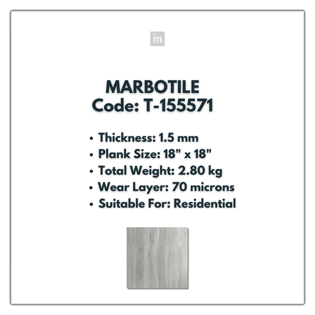 T - 155571 - MARBOTILE - 18" X 18" X 1.5MM - PVC FLOORING - VINYL  PLANKS &  TILES -  SOLUTIA - FLOORING