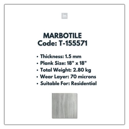 T - 155571 - MARBOTILE - 18" X 18" X 1.5MM - PVC FLOORING - VINYL  PLANKS &  TILES -  SOLUTIA - FLOORING