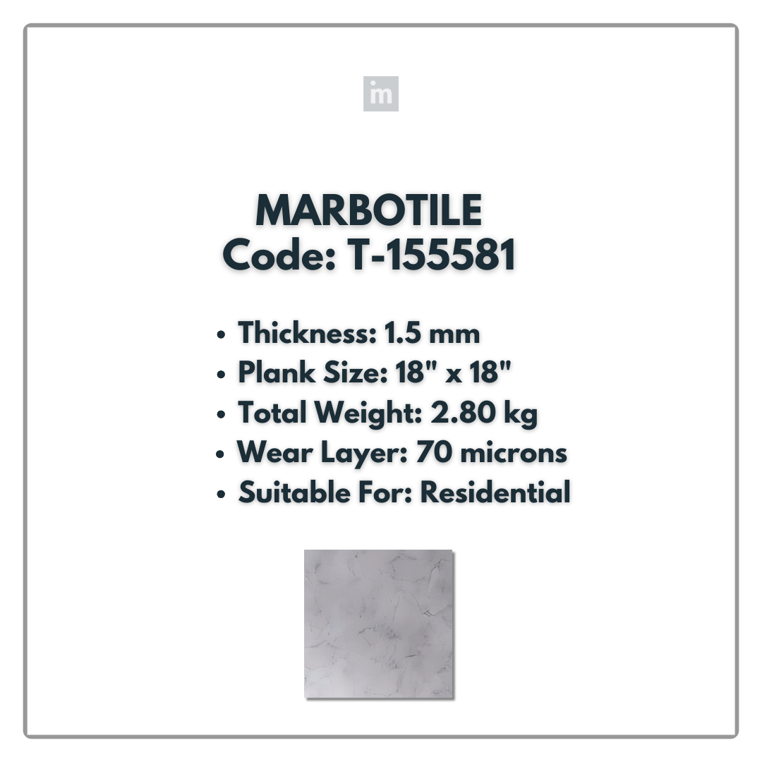 T - 155581 - MARBOTILE - 18" X 18" X 1.5MM - PVC FLOORING - VINYL  PLANKS &  TILES -  SOLUTIA - FLOORING