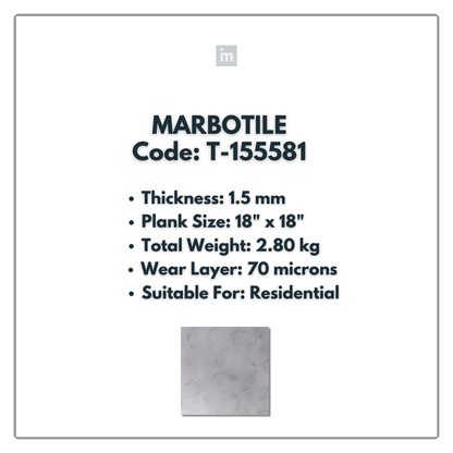T - 155581 - MARBOTILE - 18" X 18" X 1.5MM - PVC FLOORING - VINYL  PLANKS &  TILES -  SOLUTIA - FLOORING