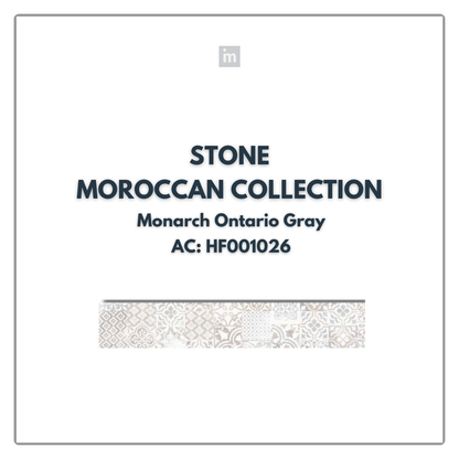 AC: HF001026 - MONARCH ONTARIO GRAY - STONE - MOROCCAN COLLECTION - 8.86INCH X 36INCH X 4MM - CLICK N LOCK TILES - WELSPUN FLOORING