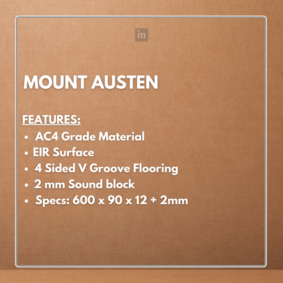 MOUNT AUSTEN - AC4 600MM X 90MM X 12 + 2MM - V GROOVE FLOORING - ELITE HERRINGBONE COLLECTION - FLOORING