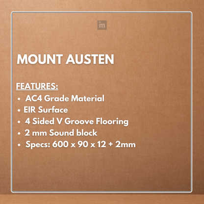 MOUNT AUSTEN - AC4 600MM X 90MM X 12 + 2MM - V GROOVE FLOORING - ELITE HERRINGBONE COLLECTION - FLOORING