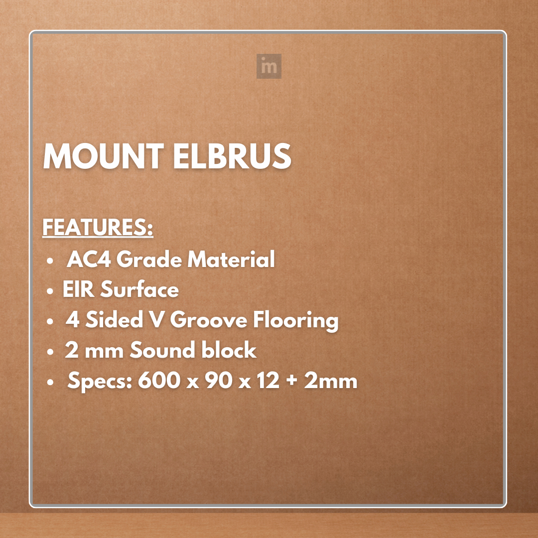 MOUNT ELBRUS - AC4 600MM X 90MM X 12 + 2MM - V GROOVE FLOORING - ELITE HERRINGBONE COLLECTION - FLOORING