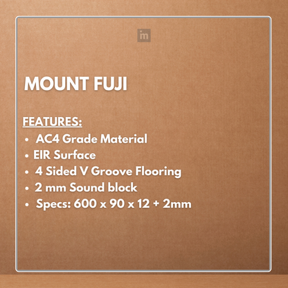MOUNT FUJI - AC4 600MM X 90MM X 12 + 2MM - V GROOVE FLOORING - ELITE HERRINGBONE COLLECTION - FLOORING