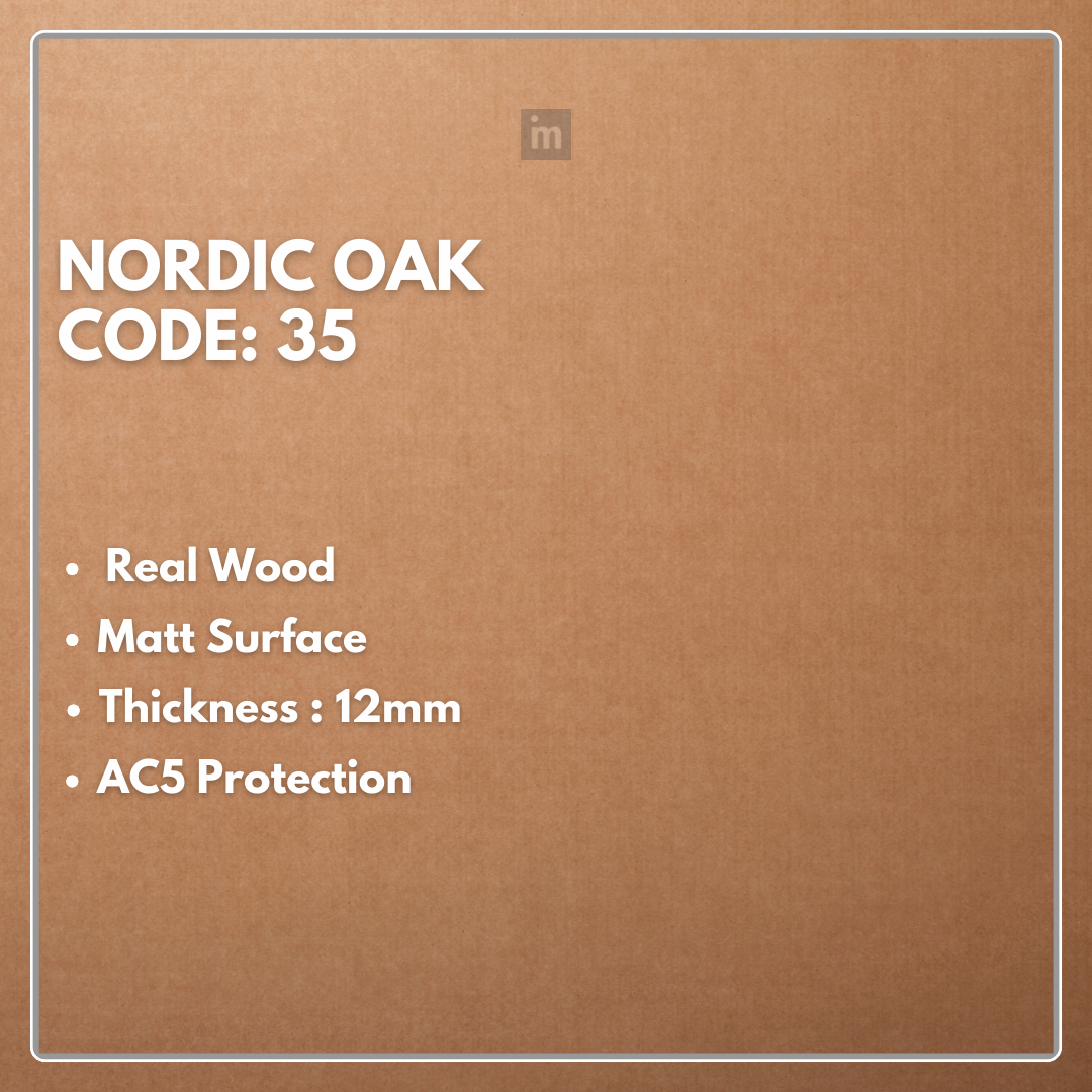 35 - NORDIC OAK - AC5  12MM - HERRINGBONE COLLECTION - REAL WOOD - MATT SURFACE - LAMINATE FLOORING