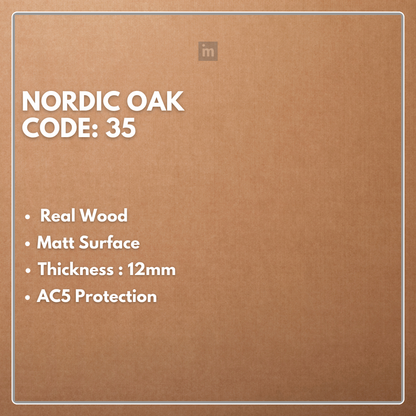 35 - NORDIC OAK - AC5  12MM - HERRINGBONE COLLECTION - REAL WOOD - MATT SURFACE - LAMINATE FLOORING