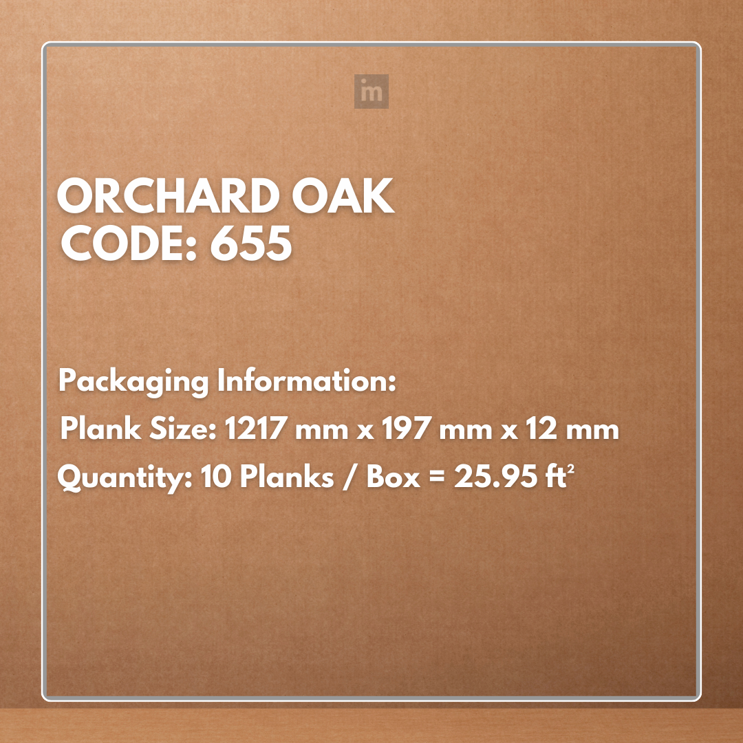 655 - ORCHARD OAK - AC5 1217MM X 197MM X 12MM - RADIANT - LAMINATE WOODEN FLOORING